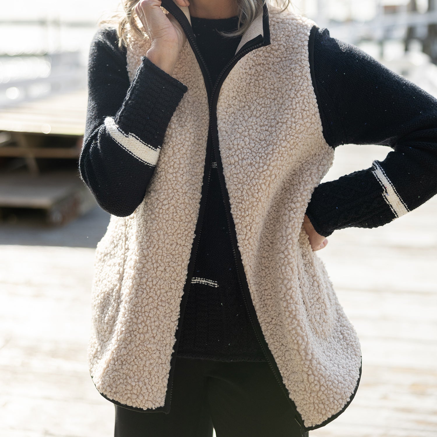 Womens Habitat Habitat Reversible Faux /Sherpa Allie Vest Women's Outerwear Vests Dove Dove