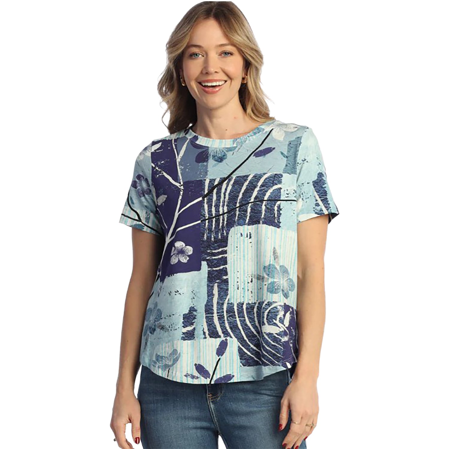 Womens Jess & jane Jess & Jane Round Neck Cotton Women's Short Sleeve Top Hana Hana