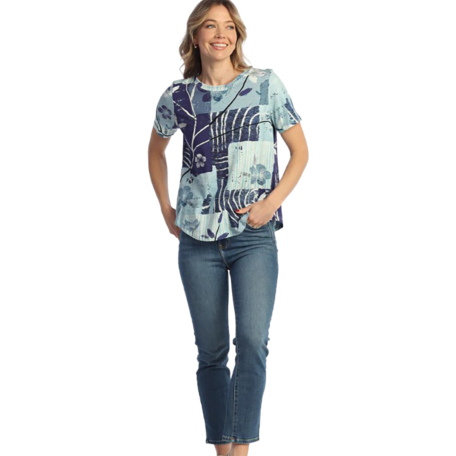 Womens Jess & jane Jess & Jane Round Neck Cotton Women's Short Sleeve Top Hana Hana