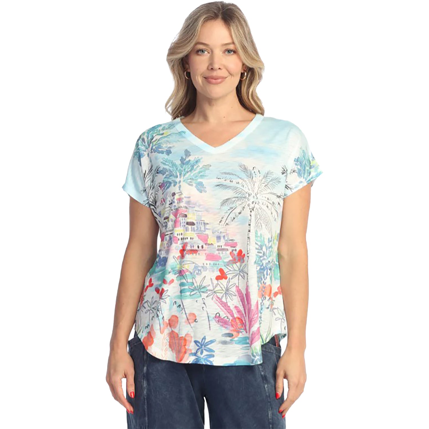 Womens Jess & jane Jess & Jane Short-Sleeved V-Neck Women's Short Sleeve Tops Seaside Seaside