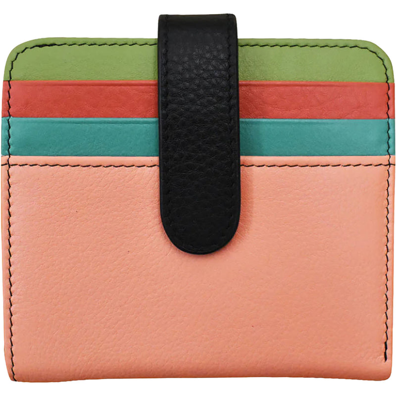 Women's ili New York Small Bi-Fold Wallet Peach Multi Leather