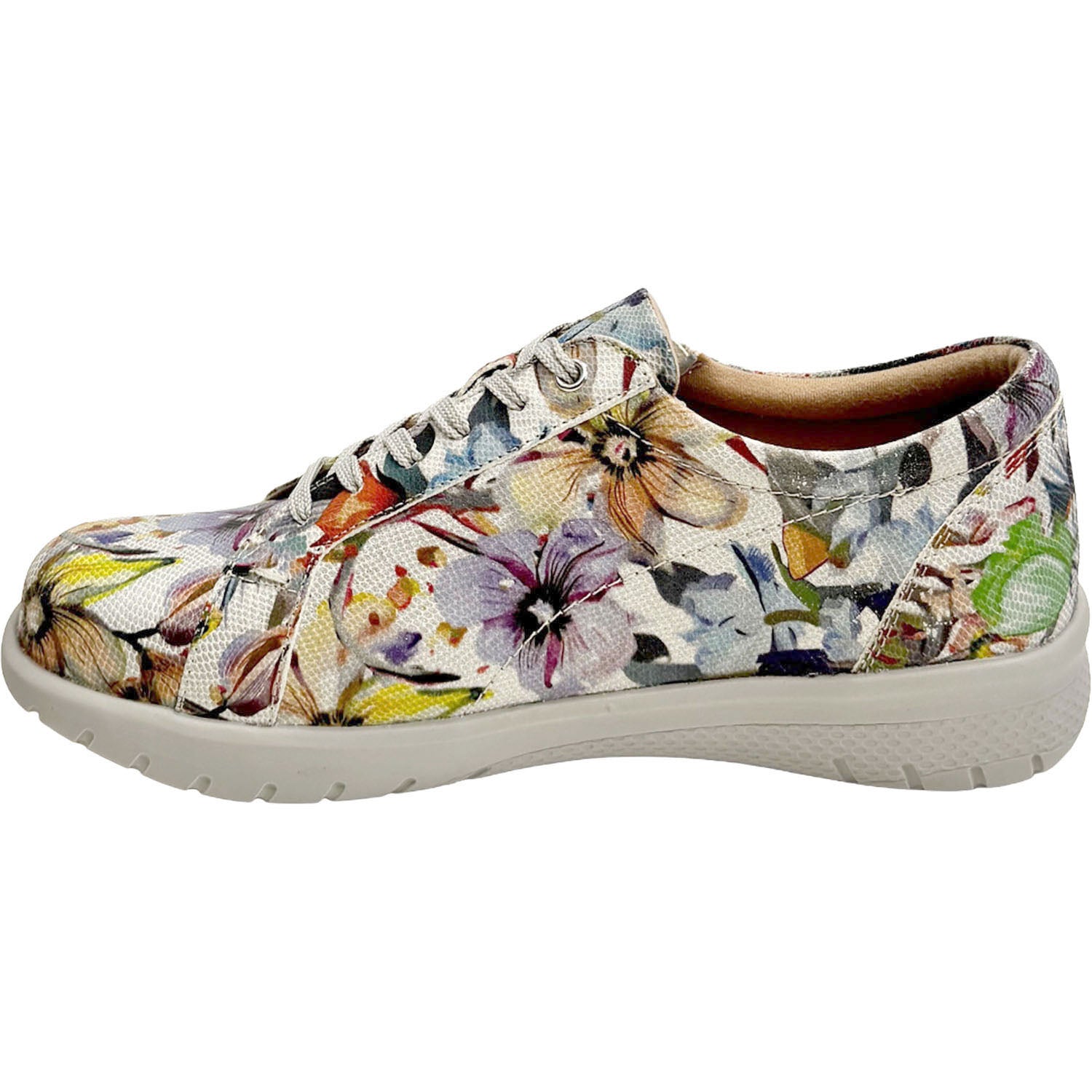 Womens Ziera Ziera Solar Women's Sporty Lace Up Shoes Blue and Silver Floral Multi Leather Blue and Silver Floral Multi Leather