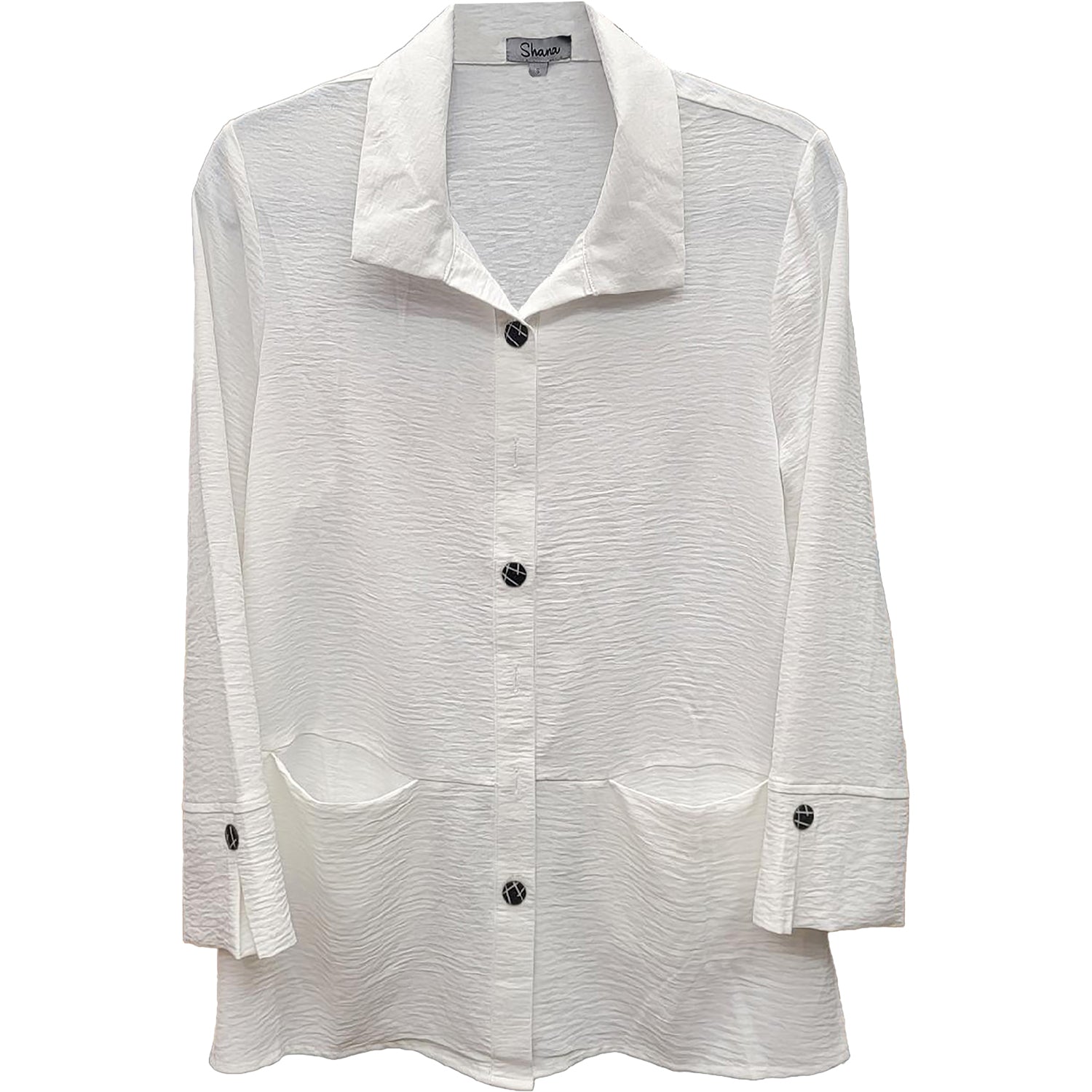 Womens Shana apparel Women's Shana Apparel Solid Airflow Shirt with Two Pockets White White