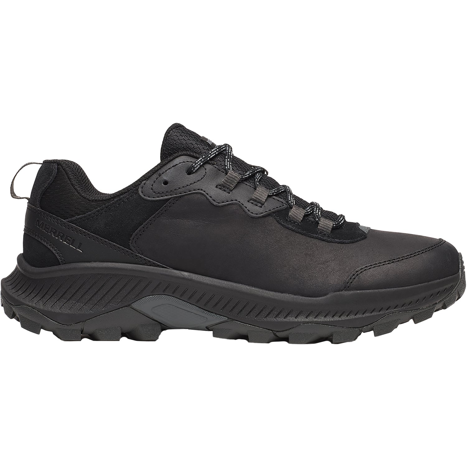 Mens Merrell Merrell Speed Strike 2 Slip-Resistant Men's Athletic Shoes Trail/Hiking Black Leather Black Leather