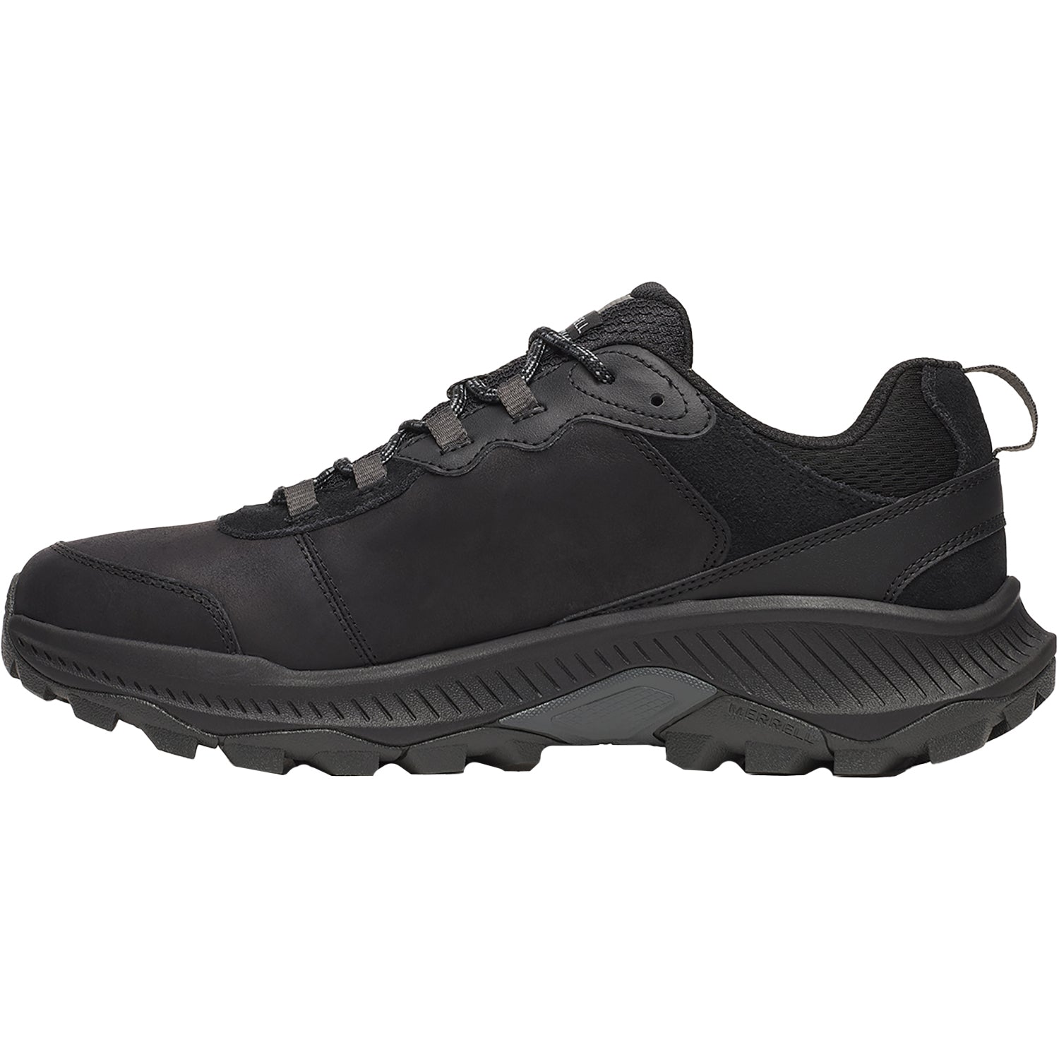 Mens Merrell Merrell Speed Strike 2 Slip-Resistant Men's Athletic Shoes Trail/Hiking Black Leather Black Leather