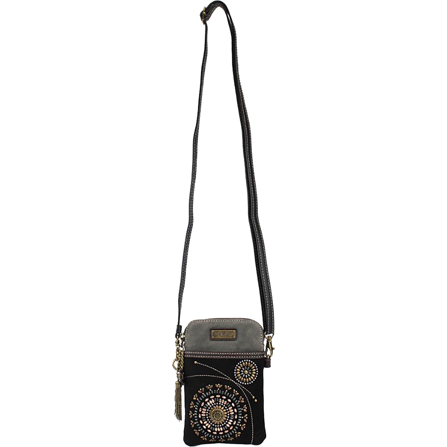 Womens Chala Chala Swirl Dazzle Cellphone Crossbody Handbag Black Black