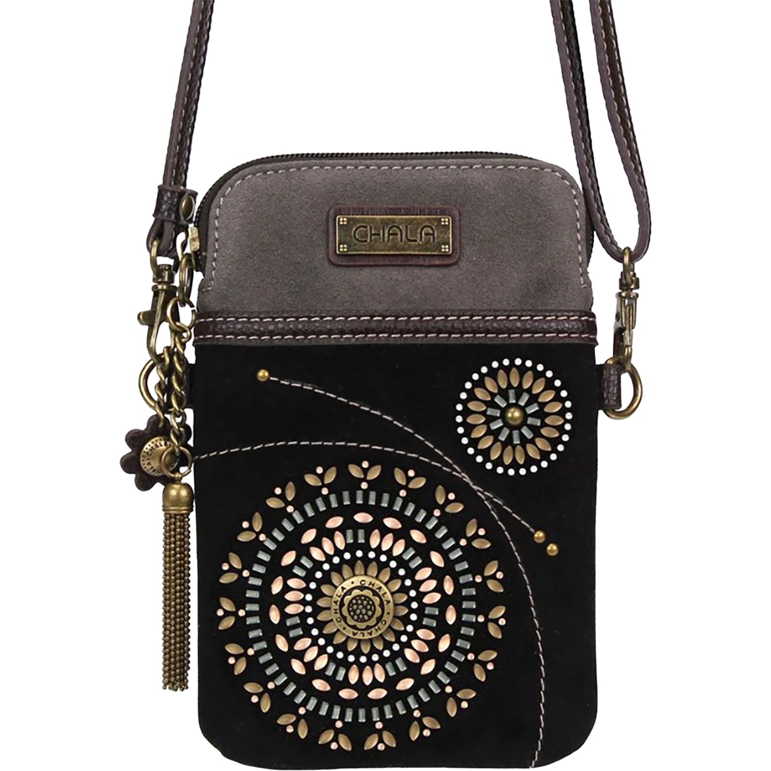 Womens Chala Chala Swirl Dazzle Cellphone Crossbody Handbag Black Black