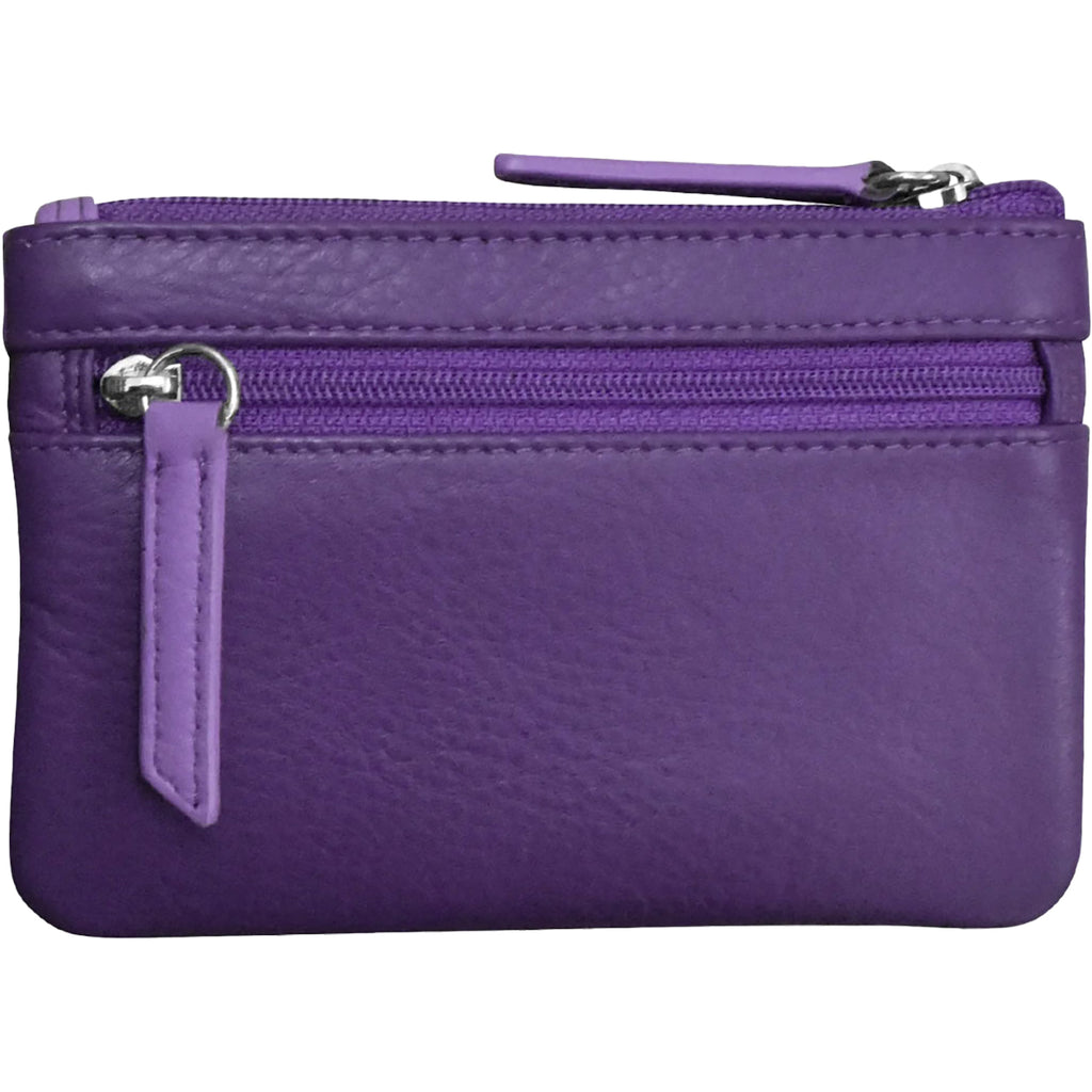 Ili new york Women's ili New York Coin Holder with Key Ring Planet Purple Leather Planet Purple Leather