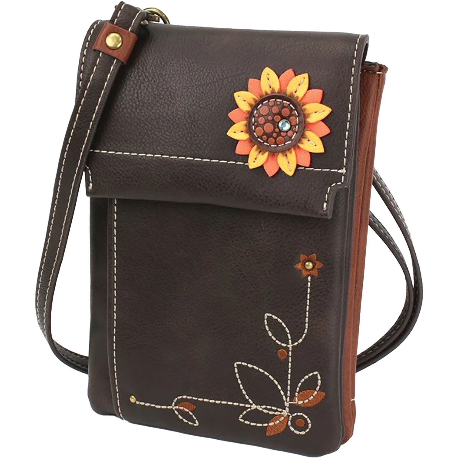 Womens Chala Chala Sunflower Criss Cellphone Crossbody Handbag Brown Brown