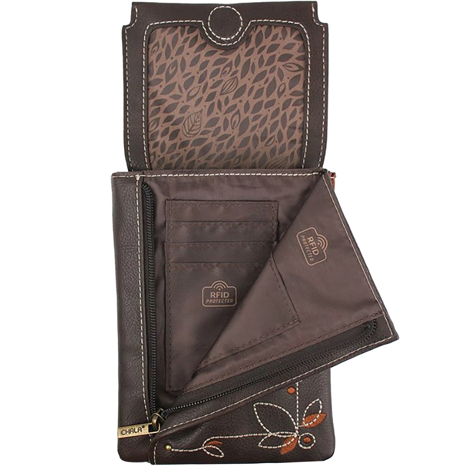 Womens Chala Chala Sunflower Criss Cellphone Crossbody Handbag Brown Brown