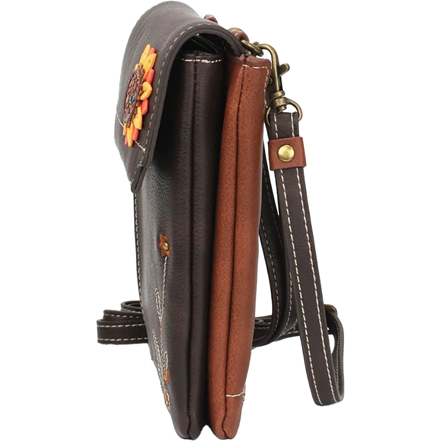 Womens Chala Chala Sunflower Criss Cellphone Crossbody Handbag Brown Brown