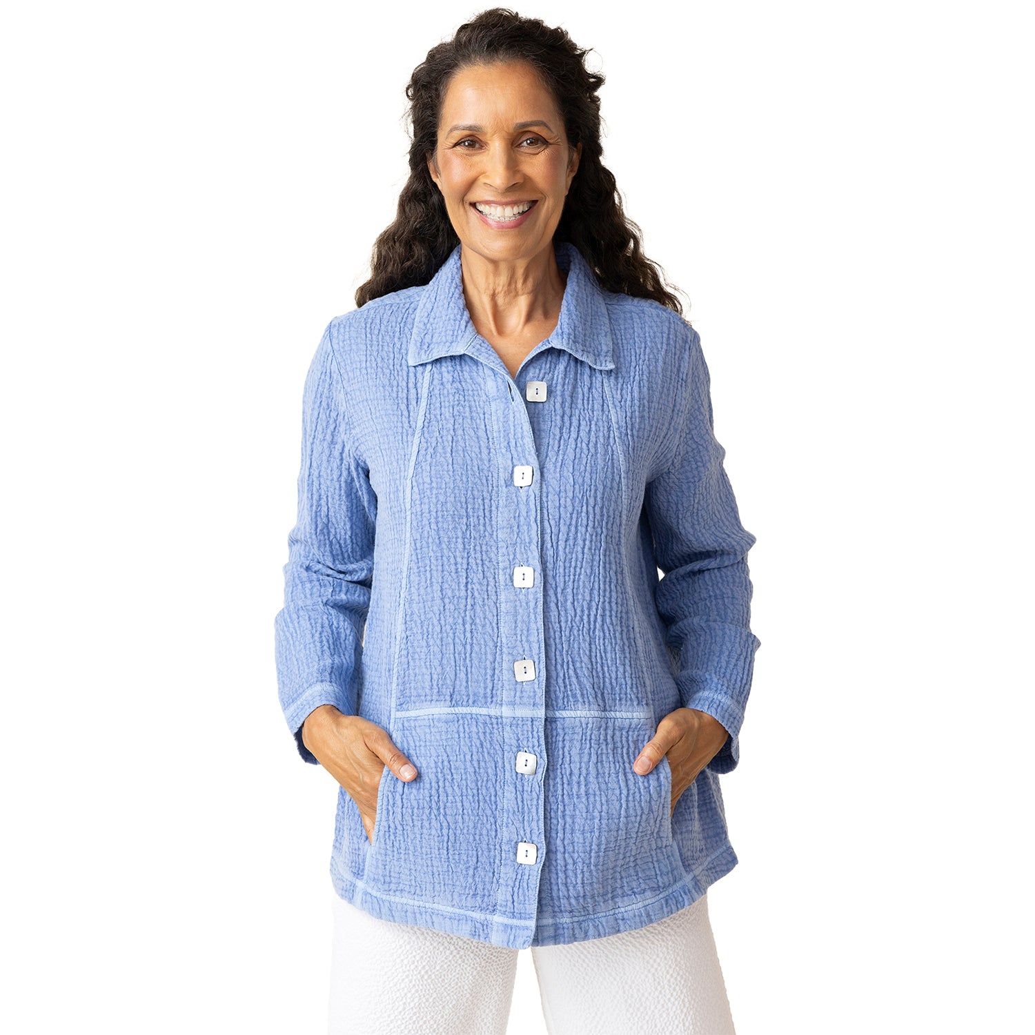 Womens Habitat Habitat Sun Washed Jacquard Seamed Pocket Jacket Women's Outerwear Rain Rain