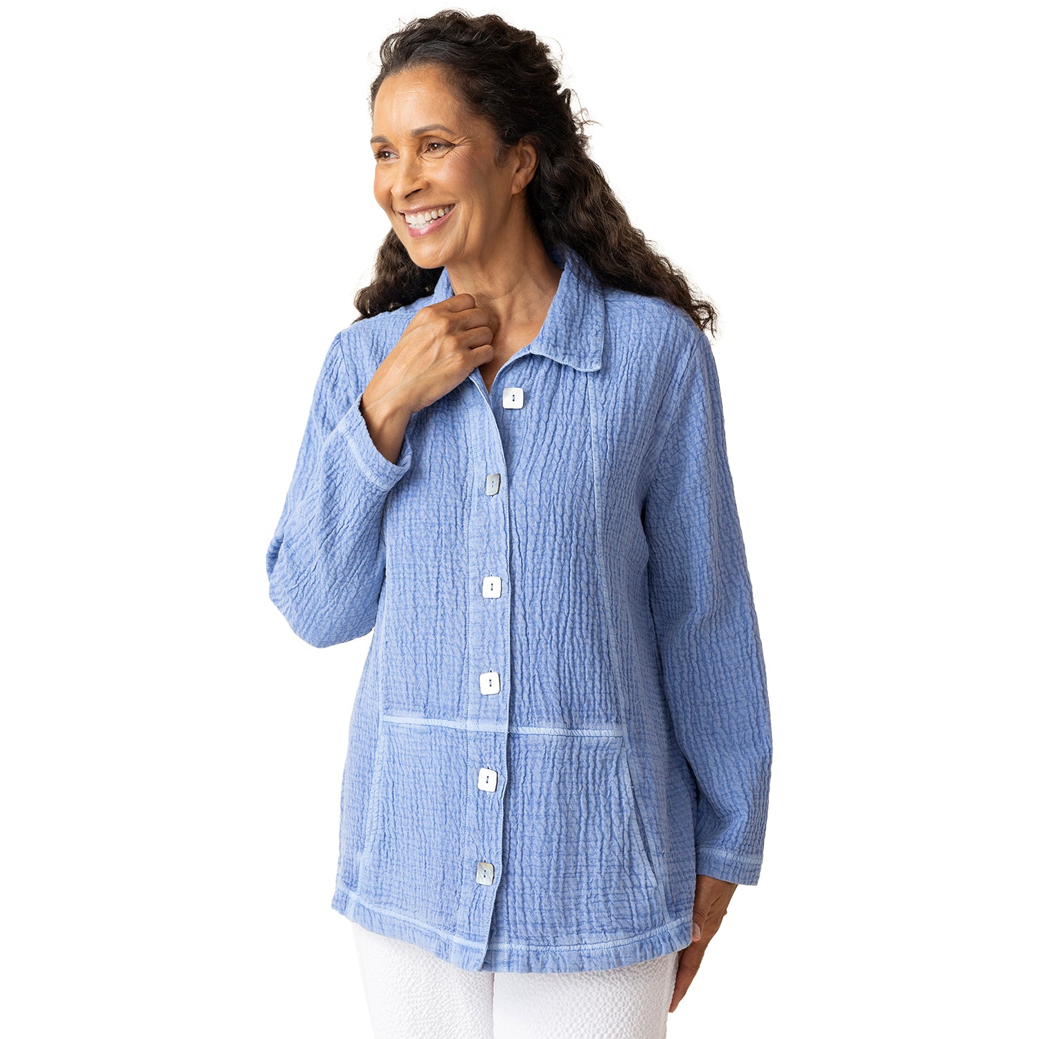 Womens Habitat Habitat Sun Washed Jacquard Seamed Pocket Jacket Women's Outerwear Rain Rain