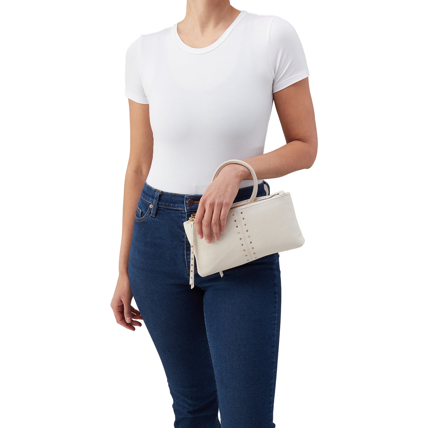 Womens Hobo Hobo Sable Crossbody Handbag Coastal Cloud Pebbled Leather with Studs Coastal Cloud Pebbled Leather with Studs