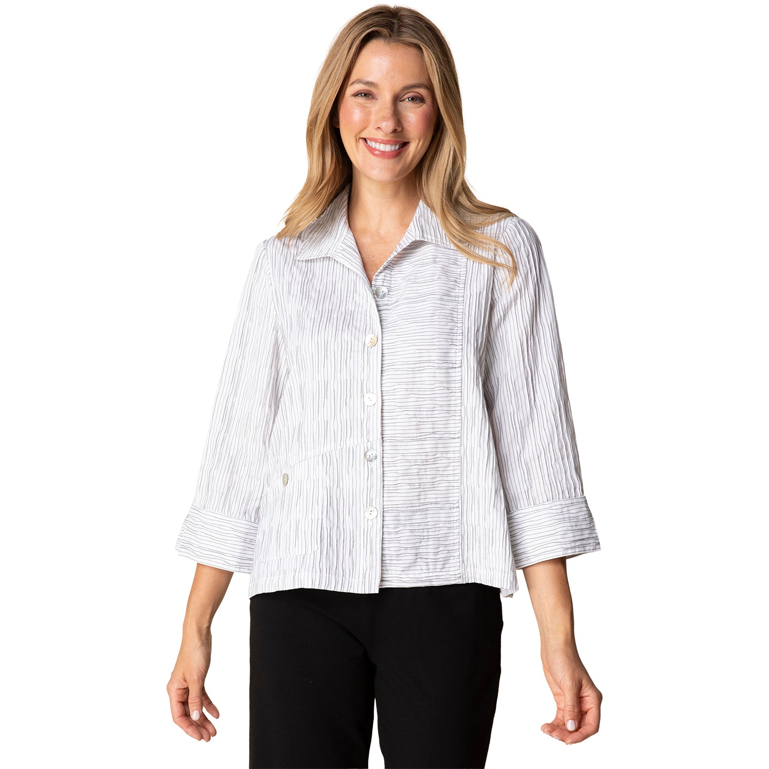 Womens Habitat Habitat Santorini Stripe Daphne Shirt Women's Long-Sleeve Top White White