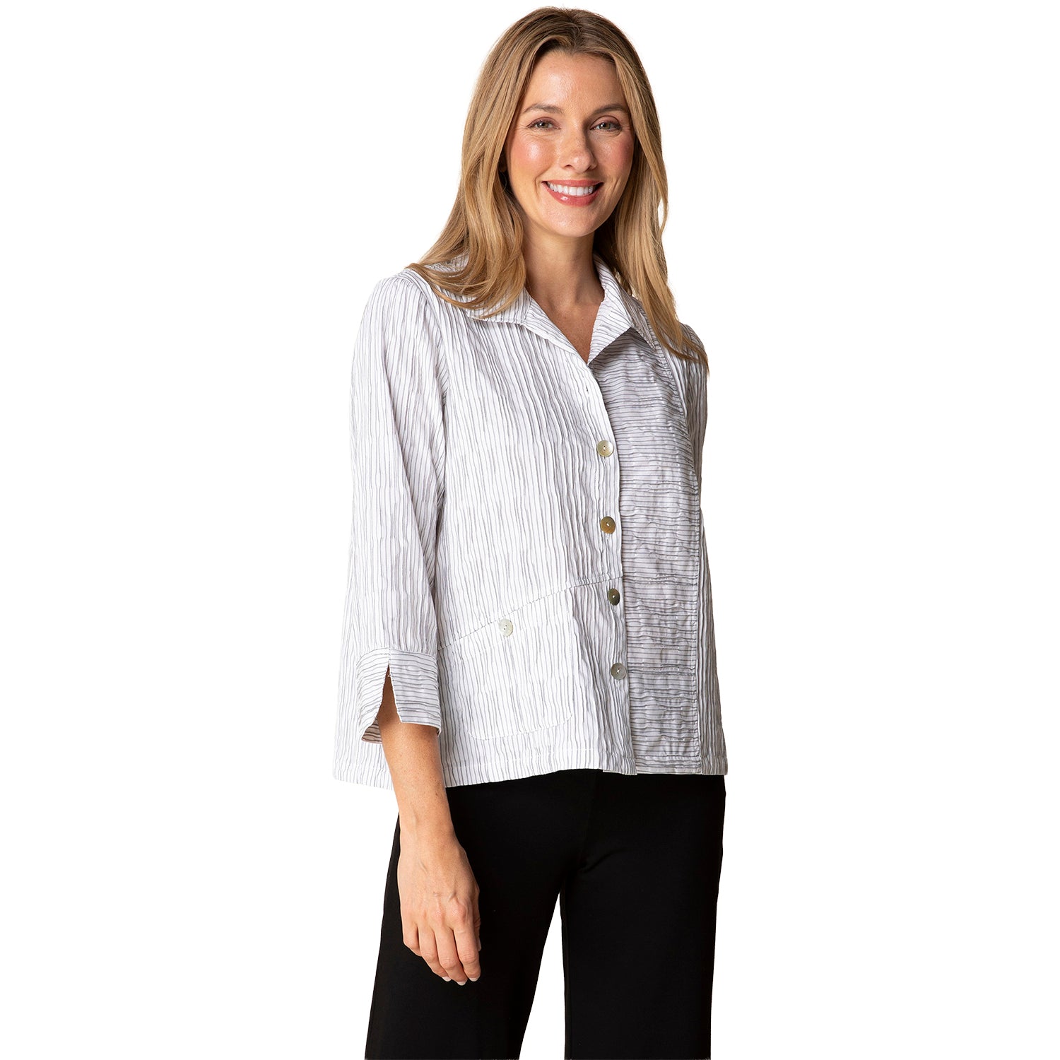 Womens Habitat Habitat Santorini Stripe Daphne Shirt Women's Long-Sleeve Top White White