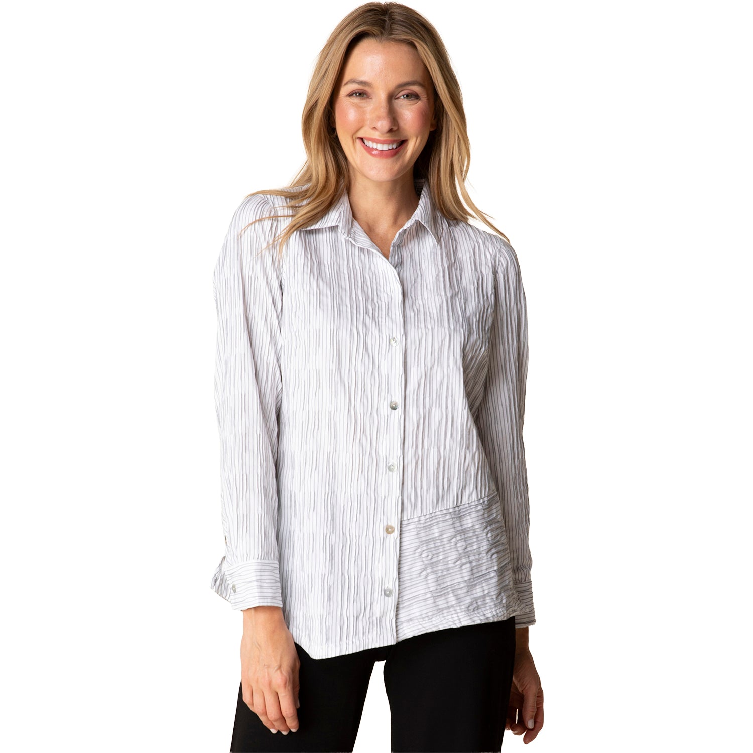 Womens Habitat Habitat Santorini Stripe Selene Shirt Women's Top White White