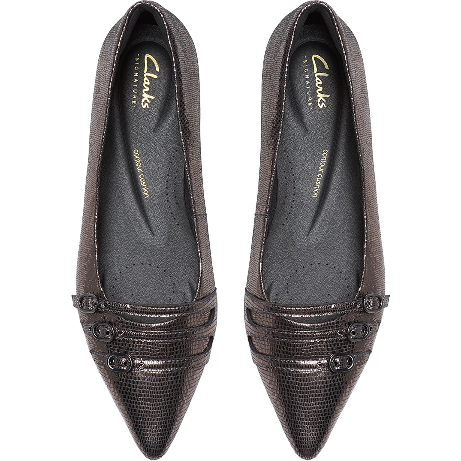 Womens Clarks Sensa 15 Strap Women's Dress Flats Metallic Leather Metallic Leather