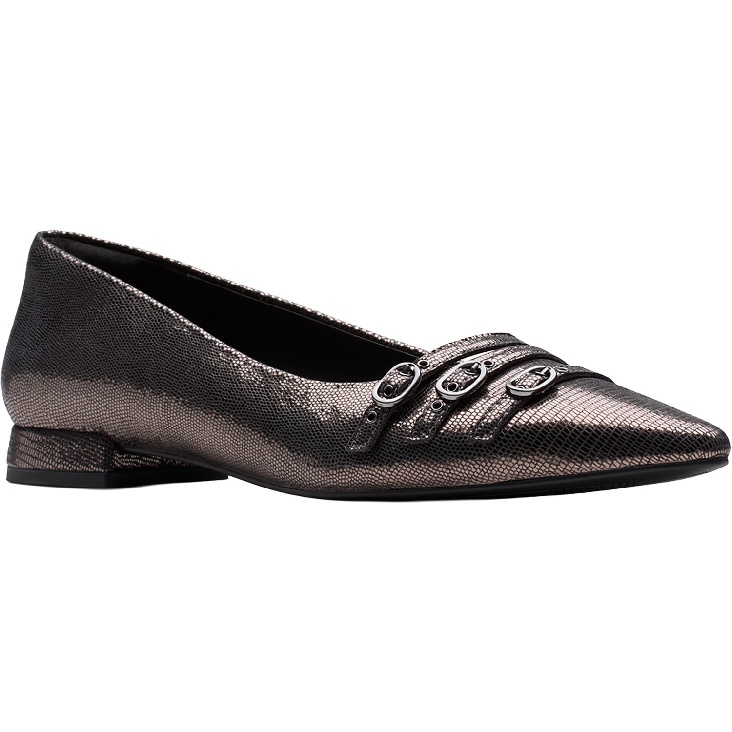 Womens Clarks Sensa 15 Strap Women's Dress Flats Metallic Leather Metallic Leather
