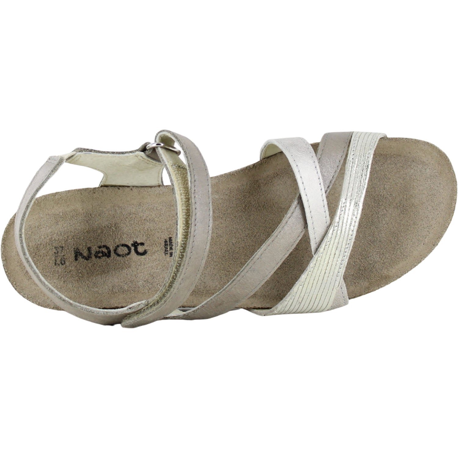 Womens Naot Naot Sophia Women's Sandals Titanium Leather/Platinum/Quartz Metallic Titanium Leather/Platinum/Quartz Metallic