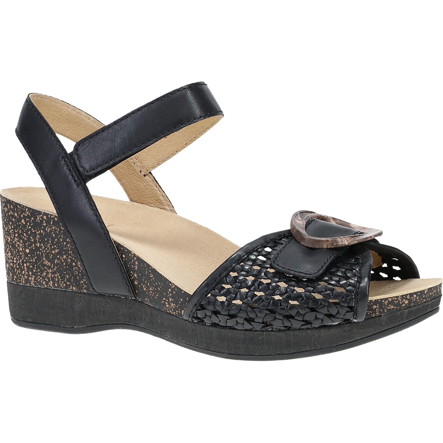 Womens Dansko Dansko Stella Women's Wedge Sandals Black Woven Black Woven