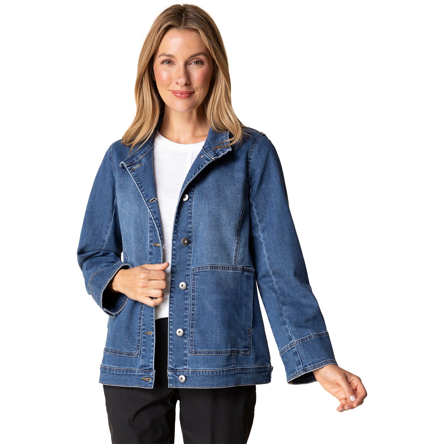 Womens Habitat Habitat Stretch Denim Adventure Jacket Women's Outerwear Medium Denim Medium Denim