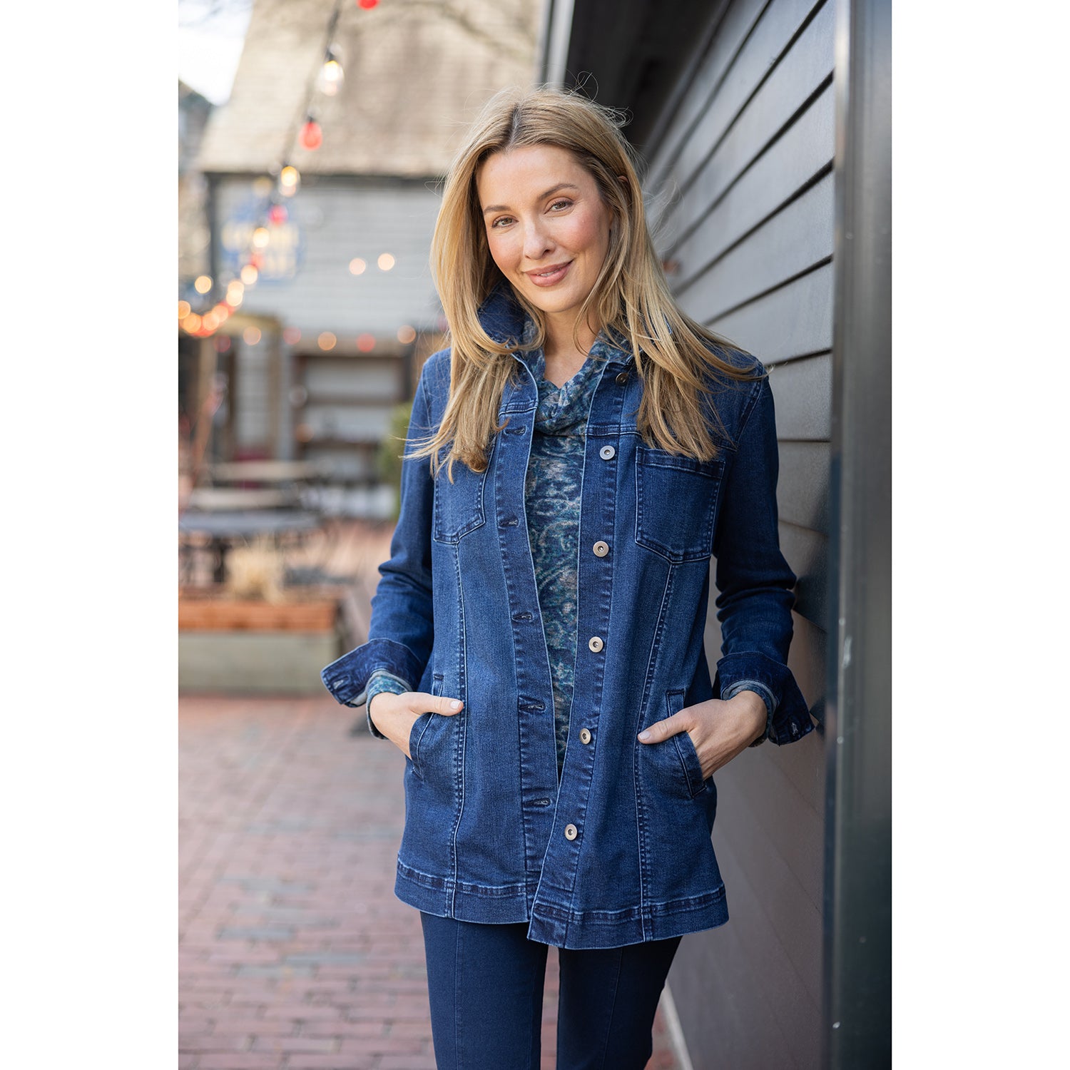 Womens Habitat Habitat Stretch Denim Boyfriend Jacket Women's Outerwear Dark Denim Dark Denim
