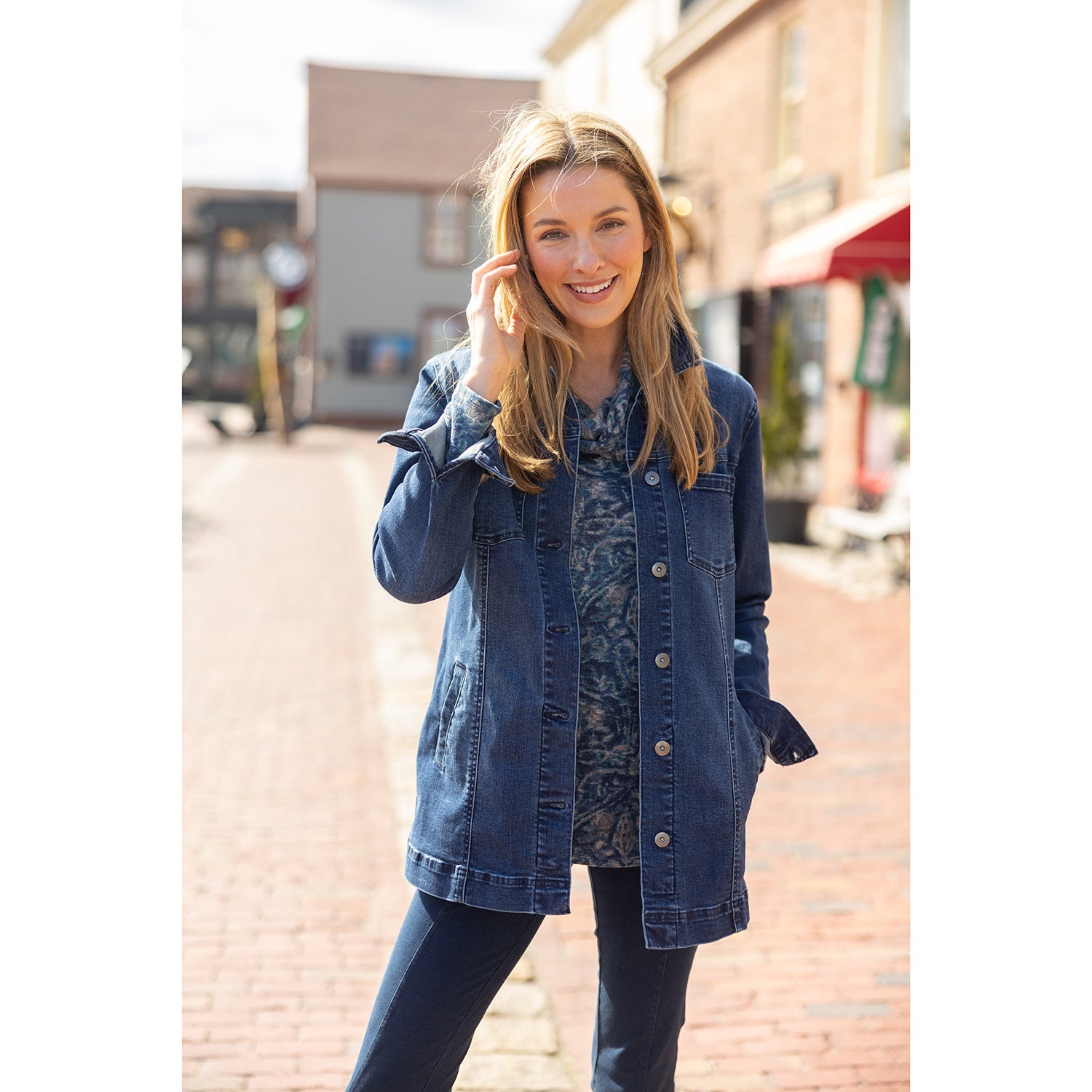 Womens Habitat Habitat Stretch Denim Boyfriend Jacket Women's Outerwear Dark Denim Dark Denim