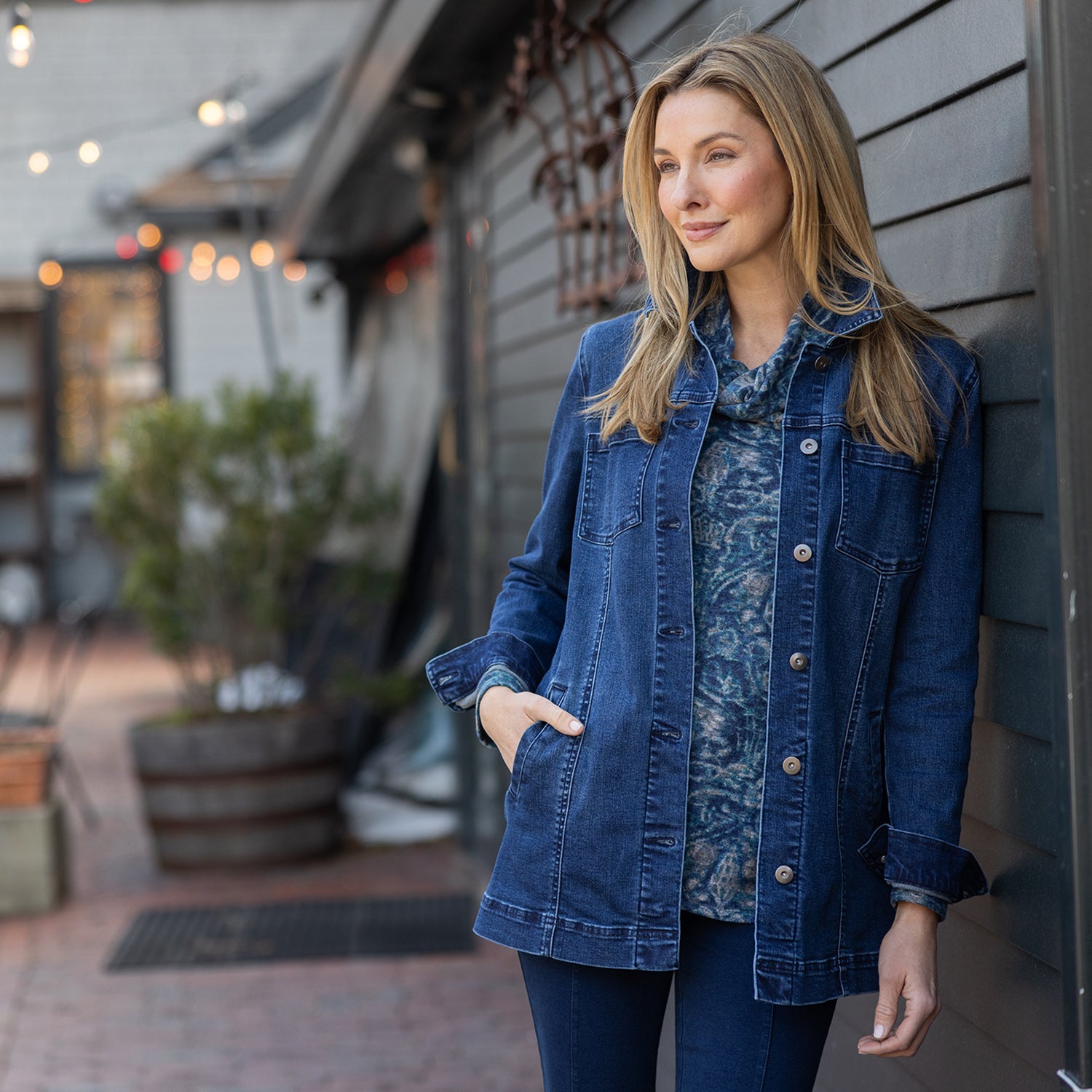 Womens Habitat Habitat Stretch Denim Boyfriend Jacket Women's Outerwear Dark Denim Dark Denim