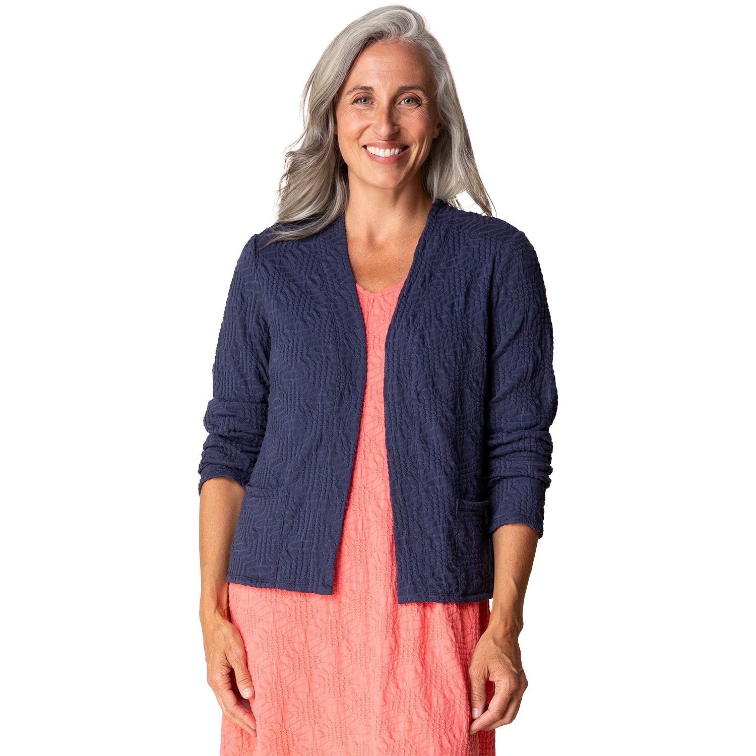 Womens Habitat Habitat Sunburst Knit Sunrise Cardi Women's Cardigan Navy Navy