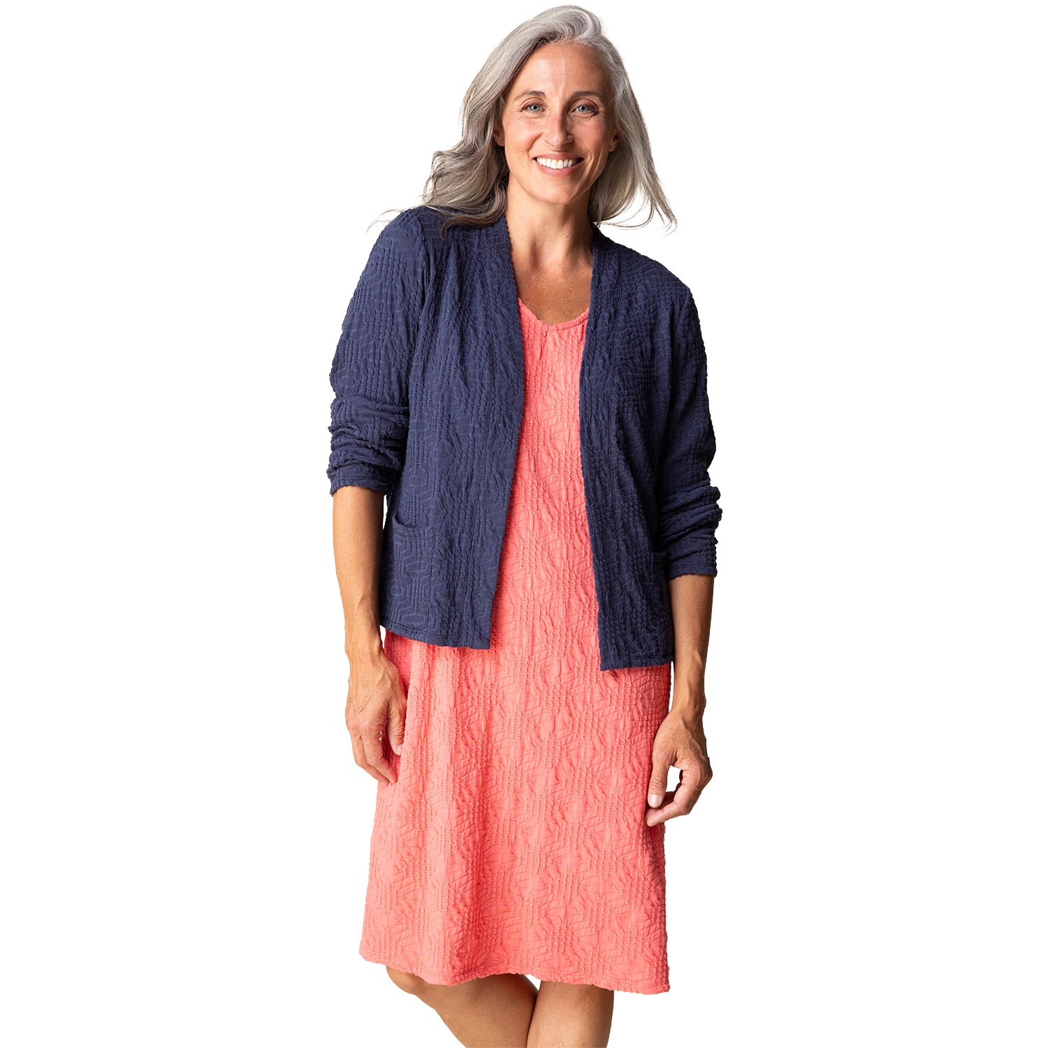 Womens Habitat Habitat Sunburst Knit Sunrise Cardi Women's Cardigan Navy Navy