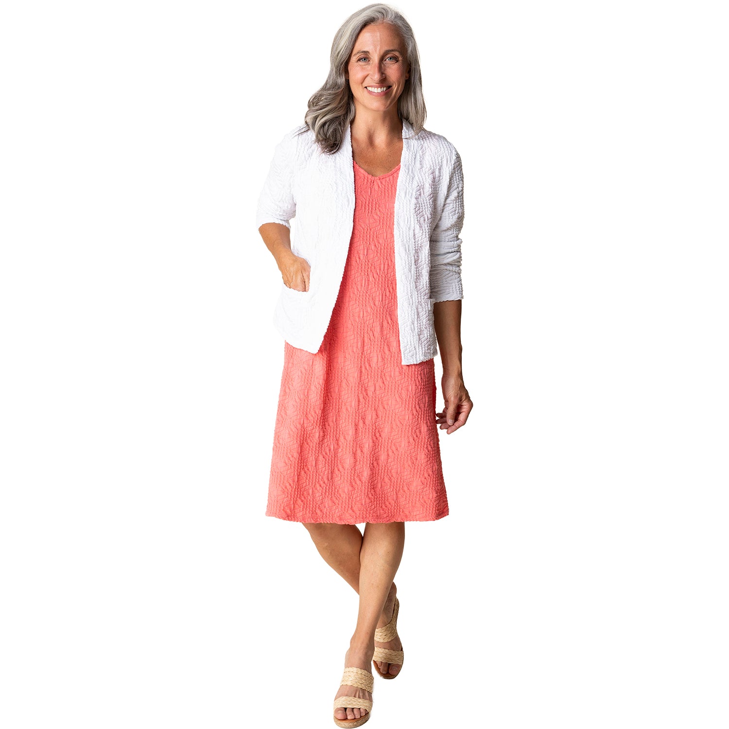 Womens Habitat Habitat Sunburst Knit Sunrise Cardi Women's Cardigan White White