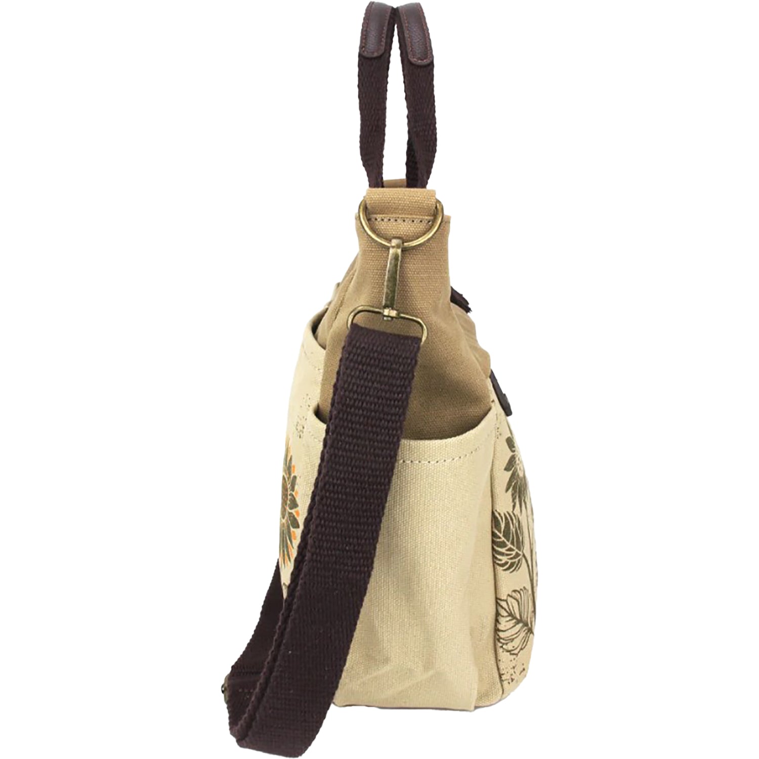 Chala Chala Sunflower Canvas Print Pocket Tote Handbag Sand Sand