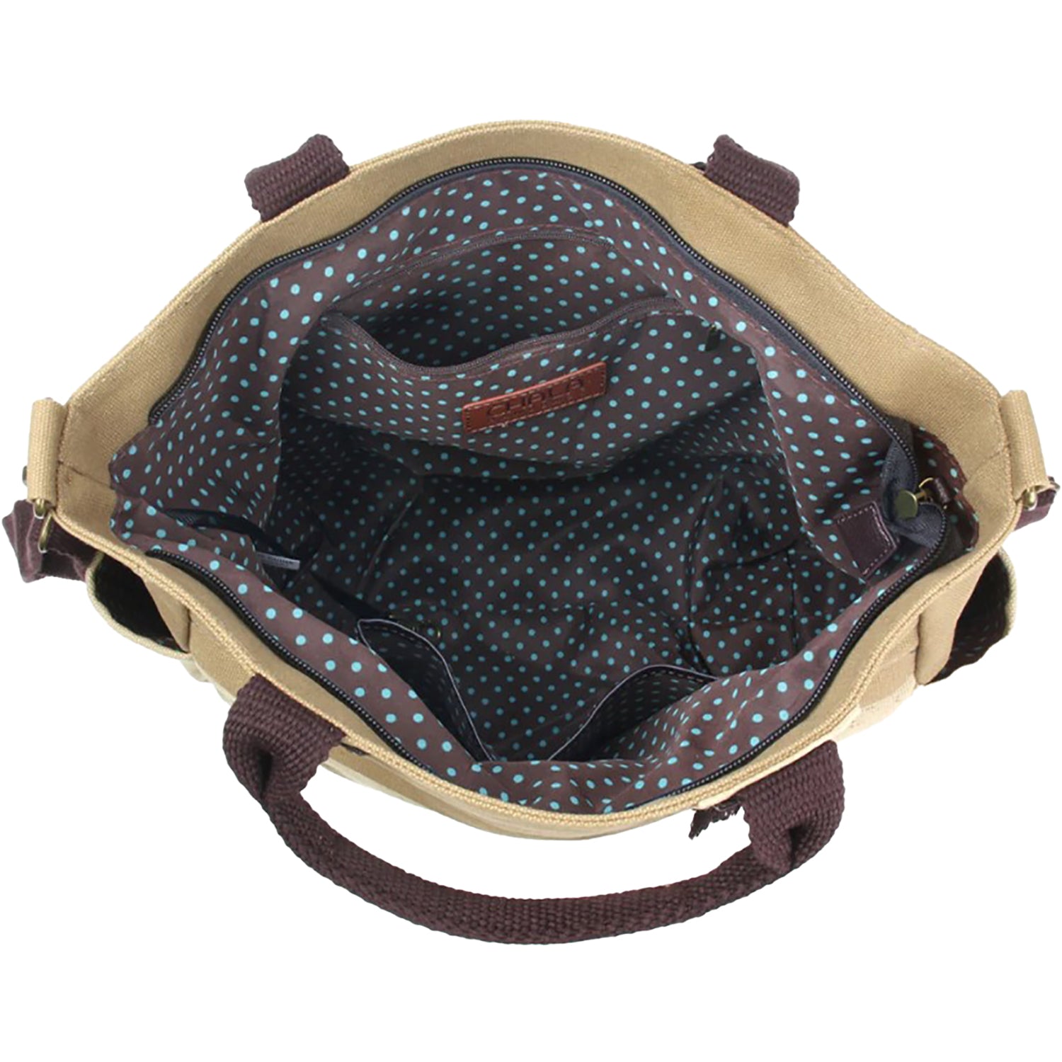 Chala Chala Sunflower Canvas Print Pocket Tote Handbag Sand Sand