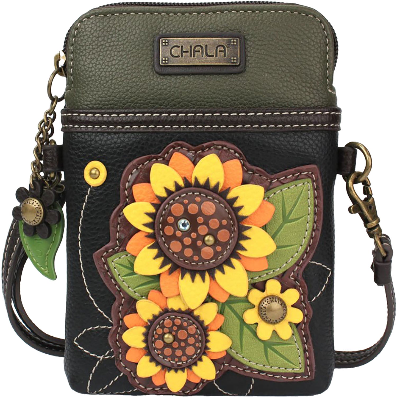 Chala Chala Sunflower Cell Phone Crossbody Handbag Black Black