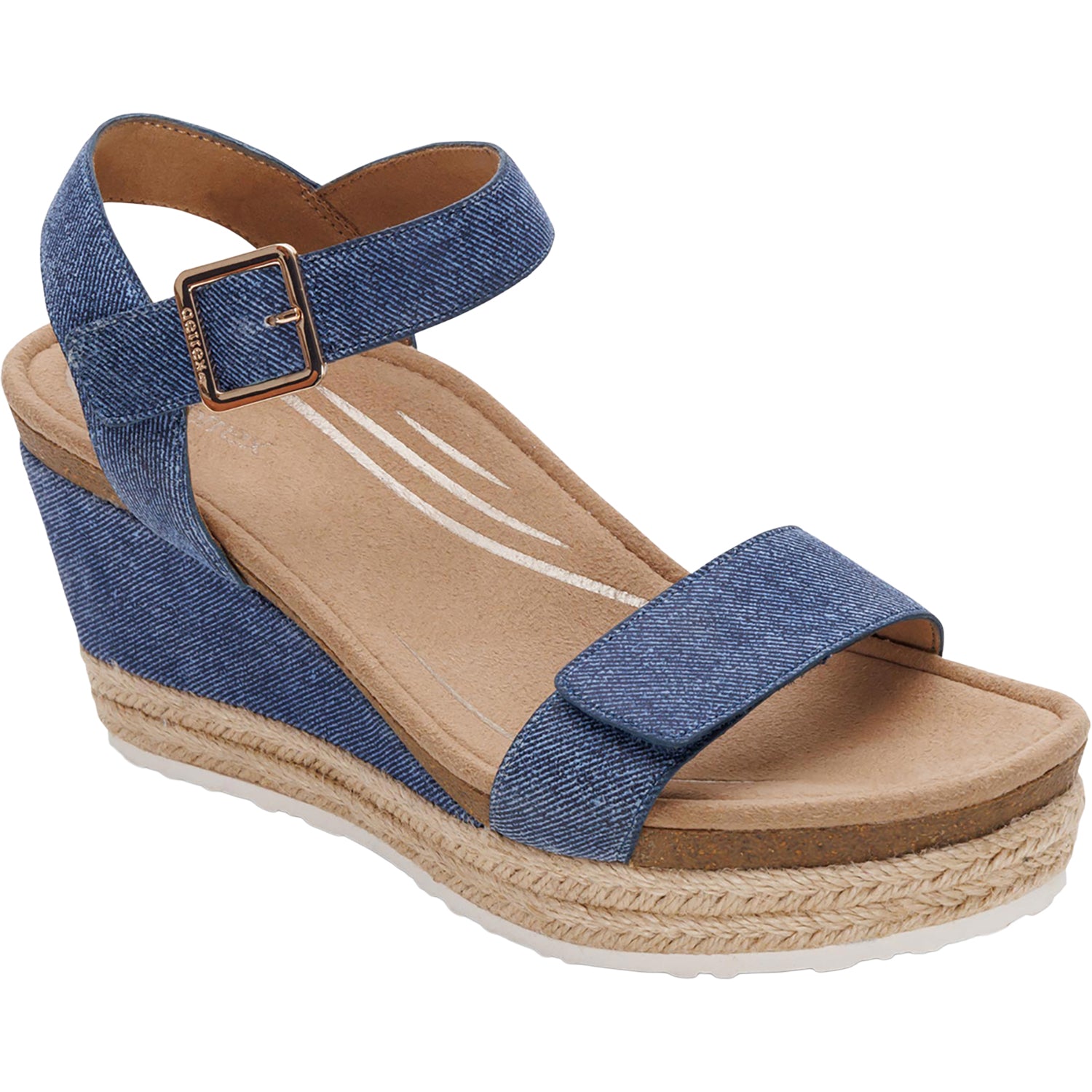 Womens Aetrex Aetrex Sydney Women's Wedge Sandals Denim Denim