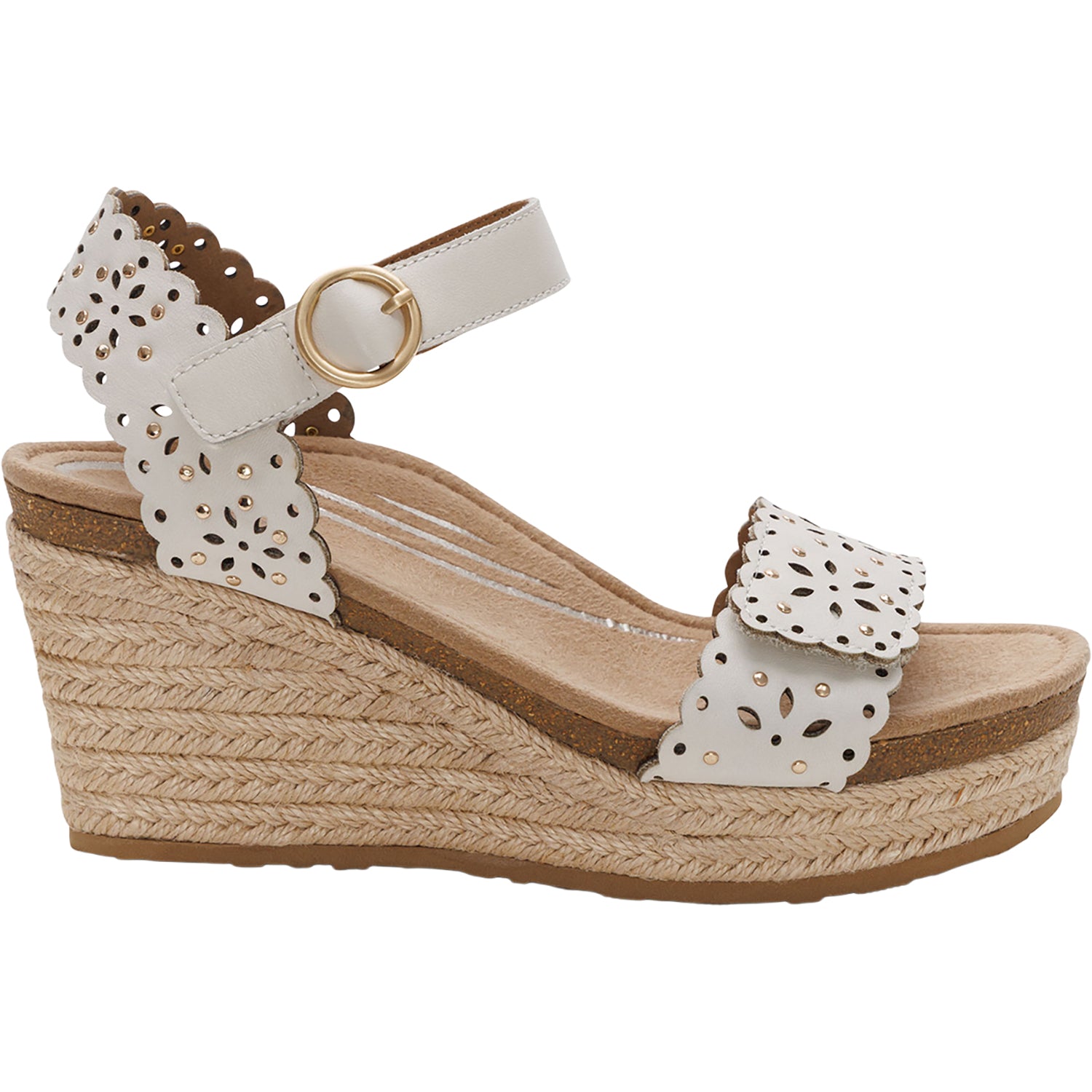 その他 Single Advabced Footbed tyo Aetrex Sydney Women's Wedge Sandals Ivory Cutout – Footwear etc.