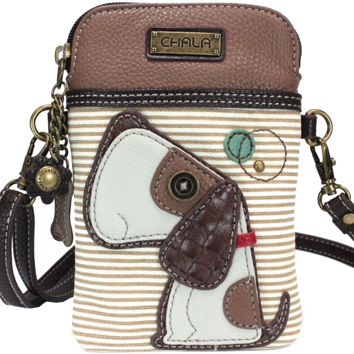 Womens Chala Chala Dog 2 Cellphone Crossbody Handbag Brown Stripe Brown Stripe