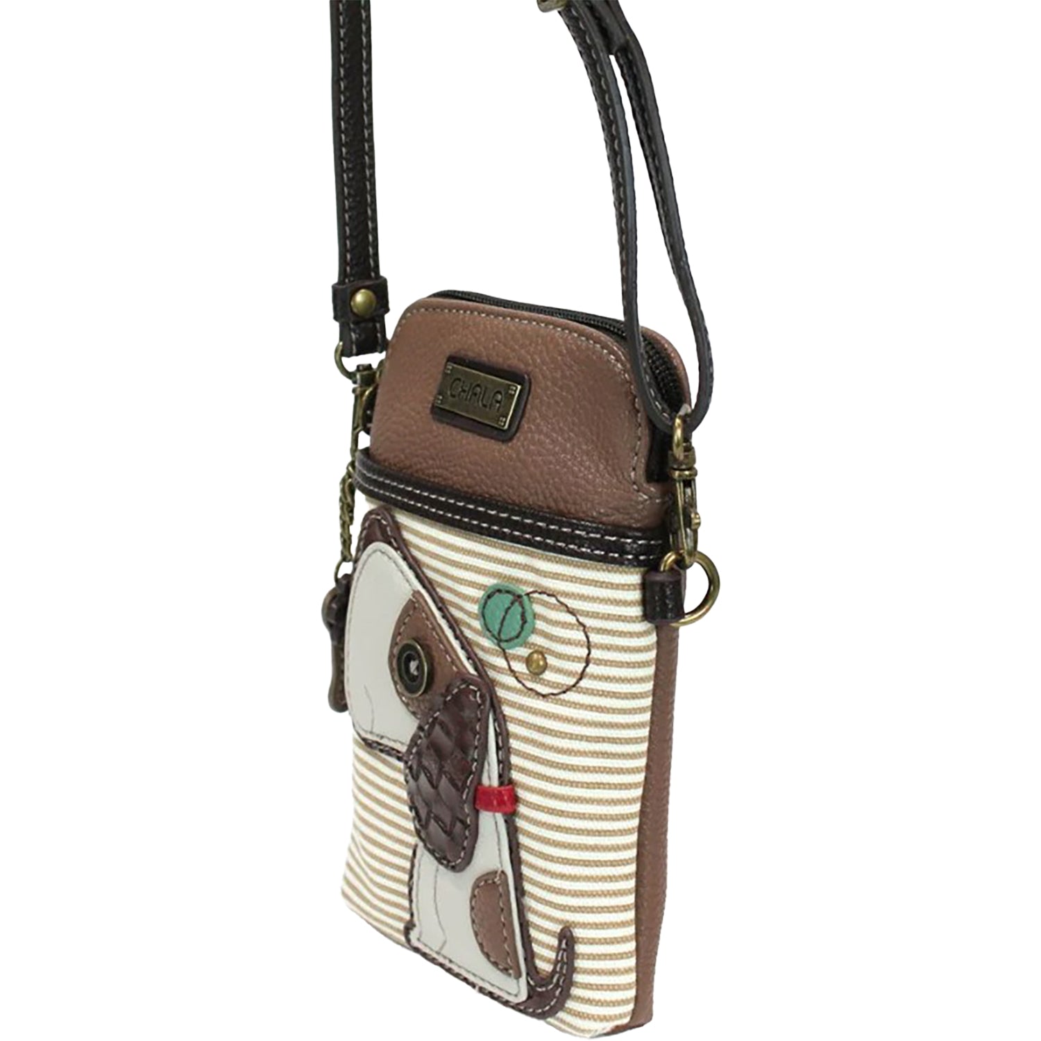 Womens Chala Chala Dog 2 Cellphone Crossbody Handbag Brown Stripe Brown Stripe