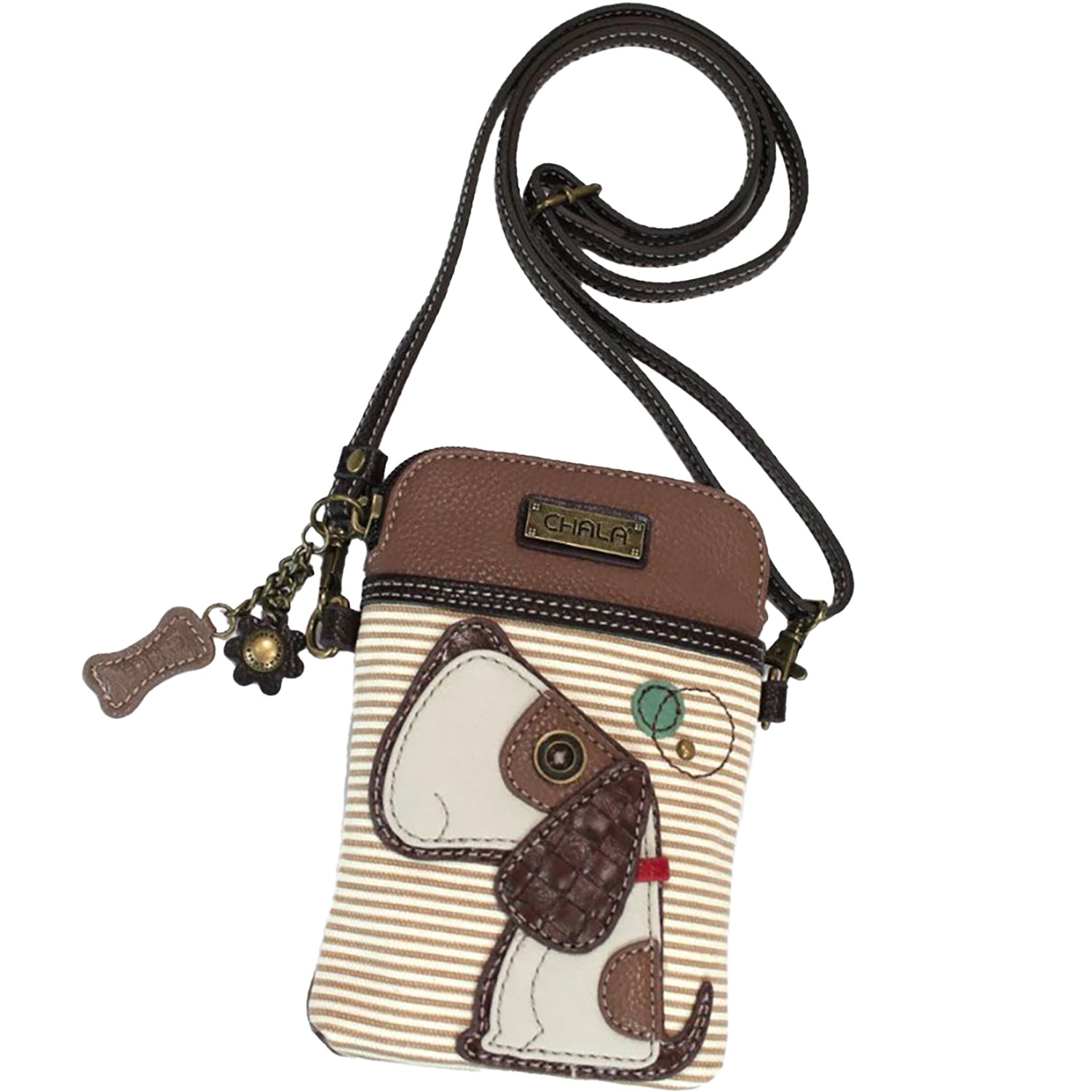 Womens Chala Chala Dog 2 Cellphone Crossbody Handbag Brown Stripe Brown Stripe