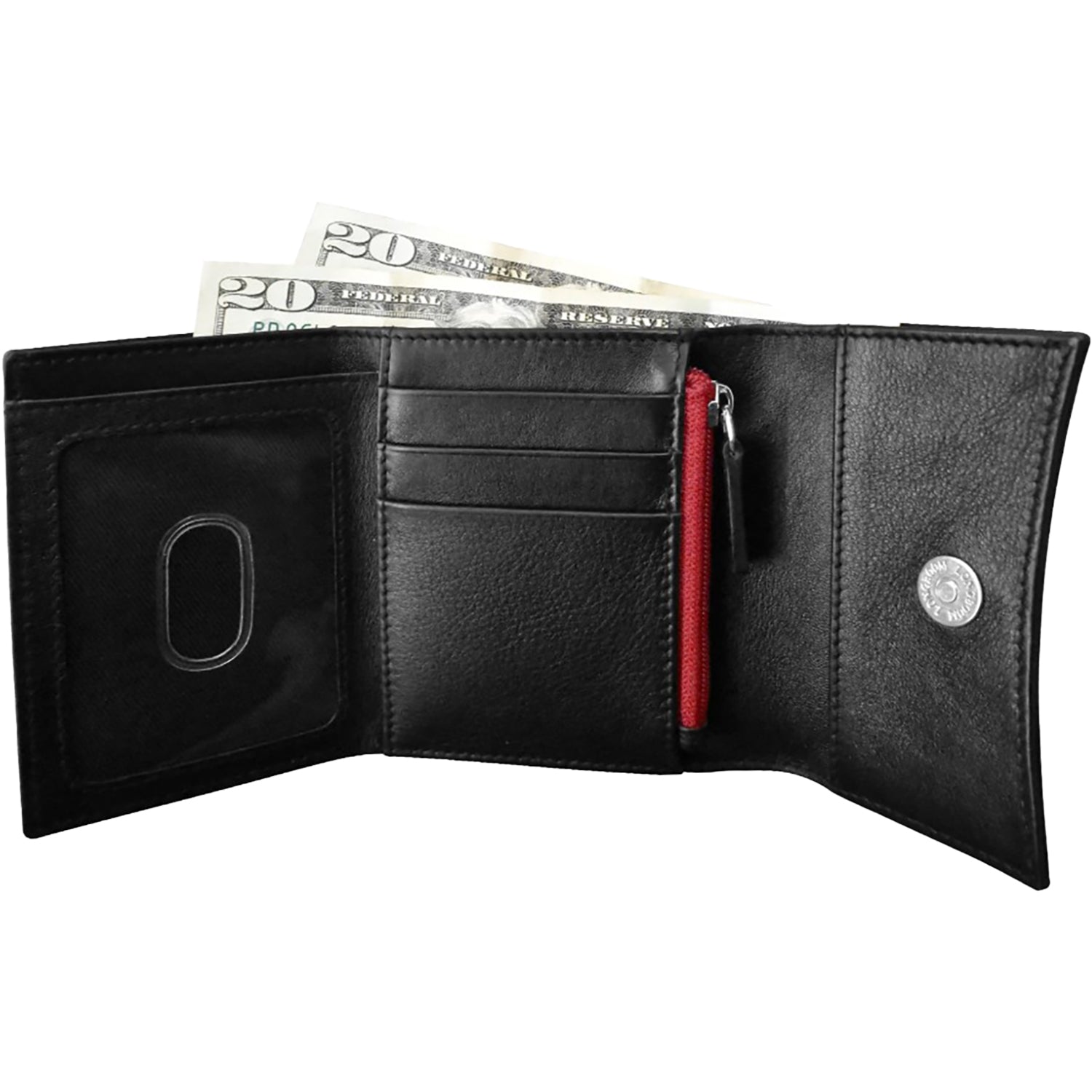 Womens Ili new york ili New York Two Tone Bifold Wallet Black/Red Leather Black/Red Leather