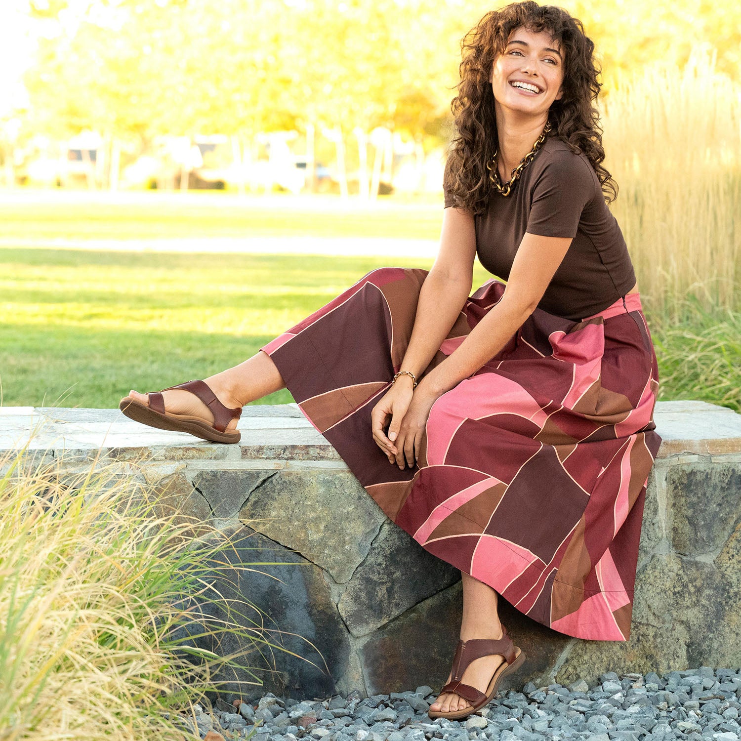 Womens Taos Taos The Show Women's Sandals Cognac Leather Cognac Leather