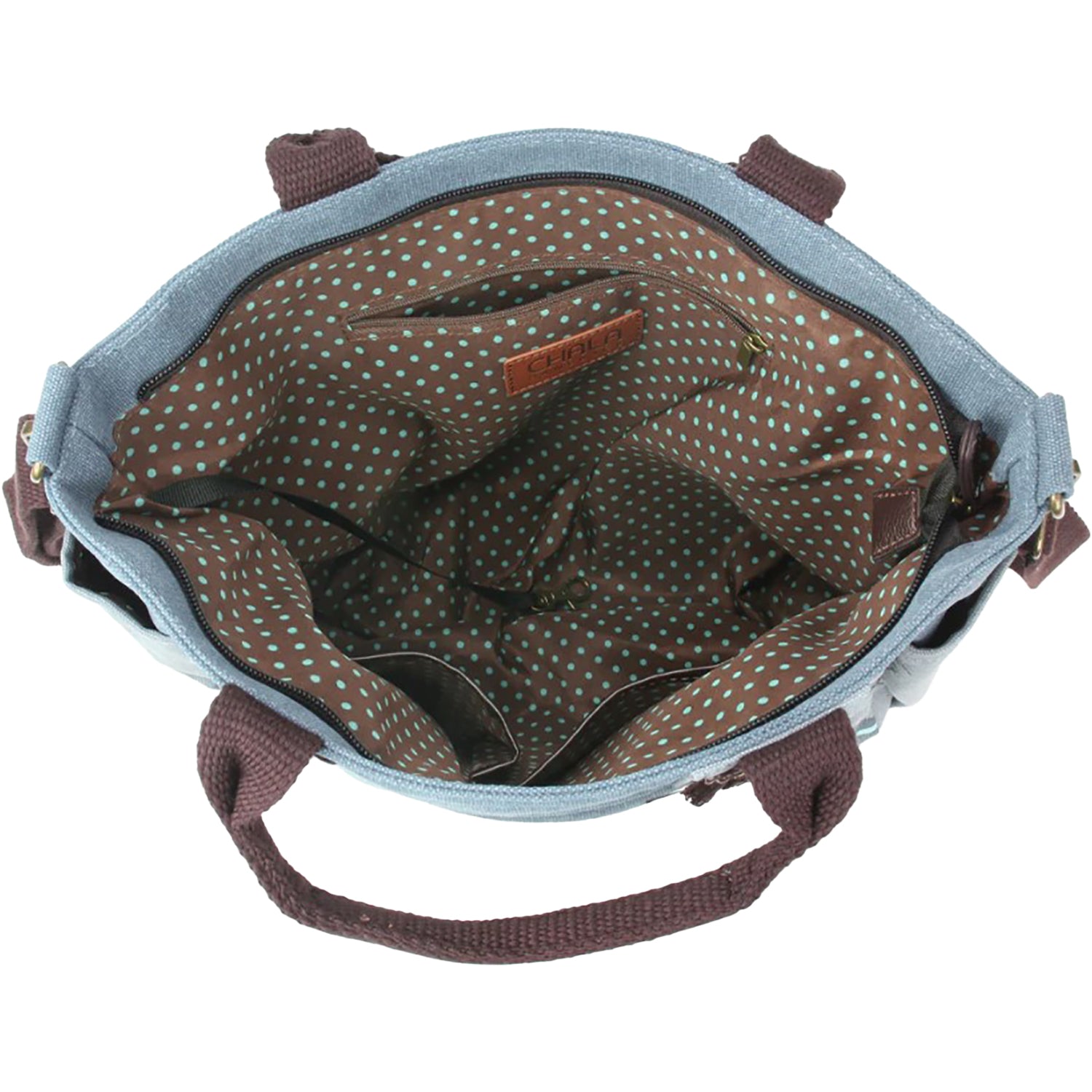 Chala Chala Turtle Canvas Print Pocket Tote Handbag Indigo Indigo
