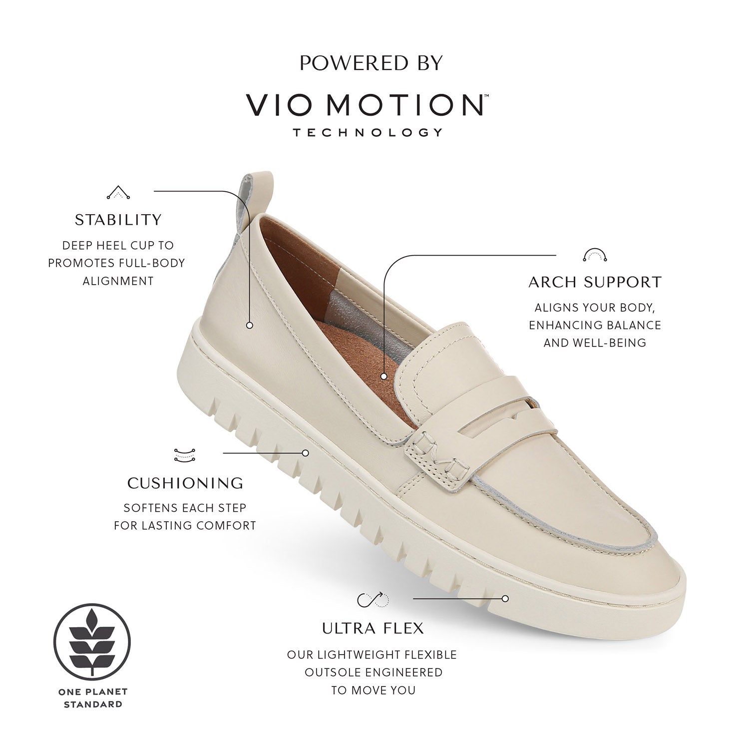 Womens Vionic Women's Vionic Uptown Loafer Cream Leather Cream Leather