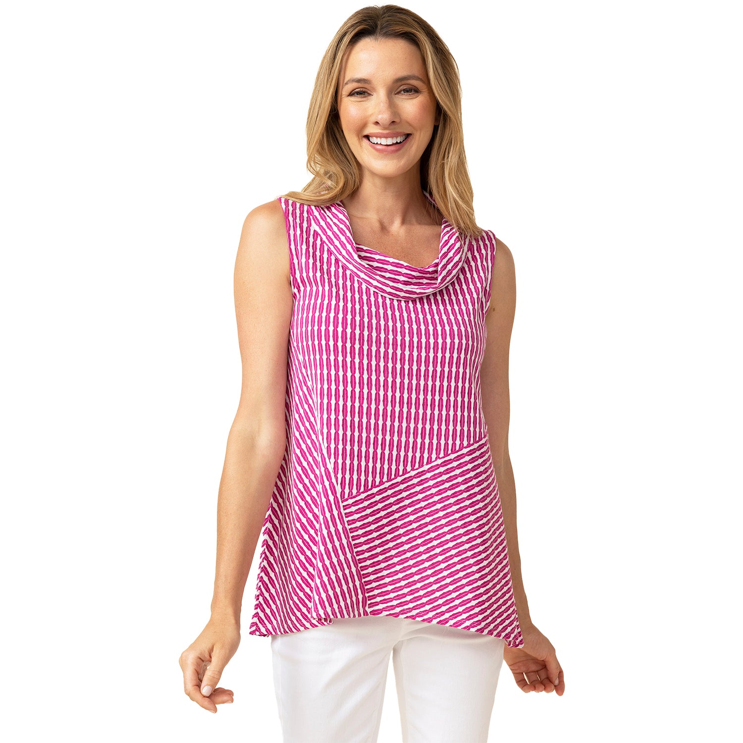Womens Habitat Habitat Uptown Stripe Sleeveless Cowl Top Women's Tank Top Fuchsia Fuchsia