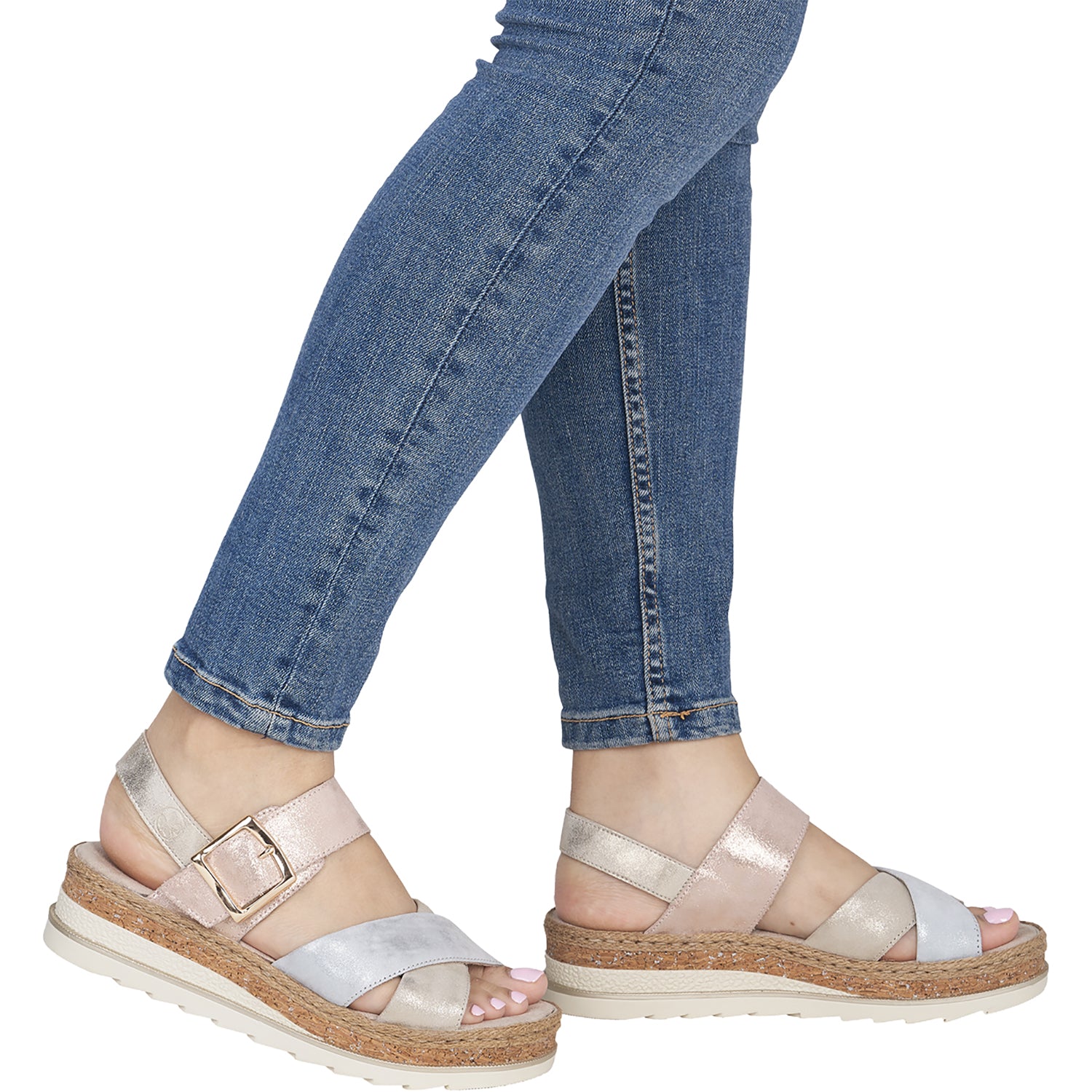 Womens Rieker Rieker V7951-90 Women's Sandals Nude/Silver/Rosa/Muschel/Delphi/Delphi/Delphi/Alula Nude/Silver/Rosa/Muschel/Delphi/Delphi/Delphi/Alula