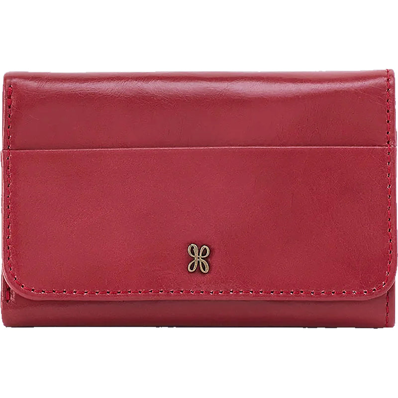 Women's Hobo Jill Trifold Wallet Cranberry Polished Leather