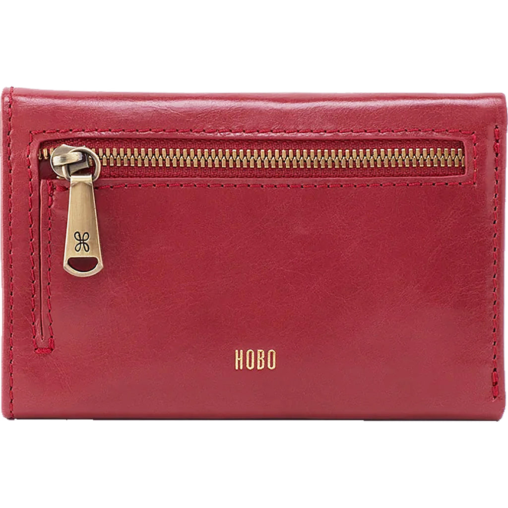 Womens Hobo international Women's Hobo Jill Trifold Wallet Cranberry Polished Leather Cranberry Polished Leather