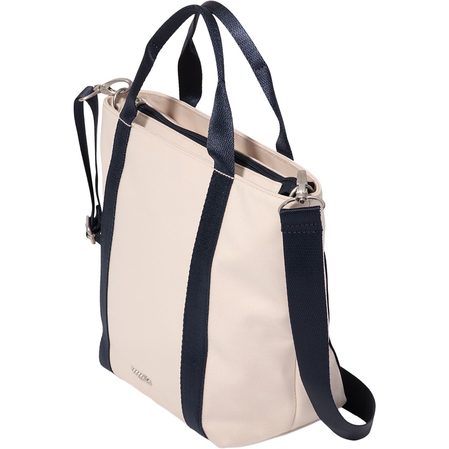 Womens Baggallini Baggallini Via Crossbody Tote Handbag Natural/French Navy Natural/French Navy