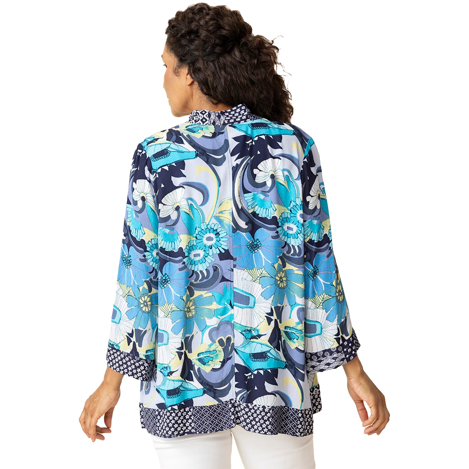 Womens Habitat Habitat Viscose Rayon Beach Mix Kimono Cover Up Women's Long Sleeve Top Indigo Indigo